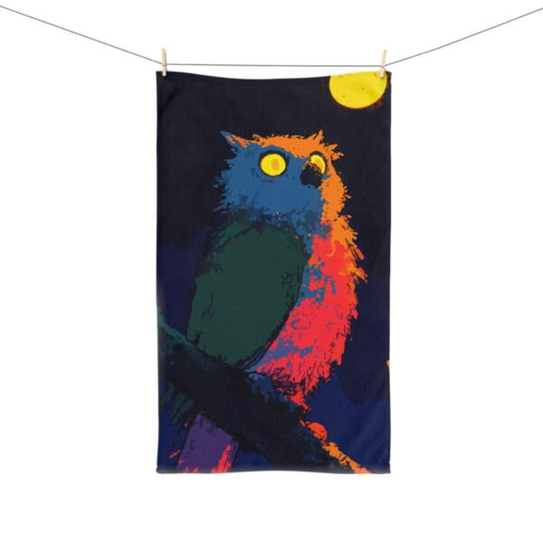 Colorful Owl Hand Towel - Vibrant Nighttime Design - GIFTZ For Your Loved Ones
