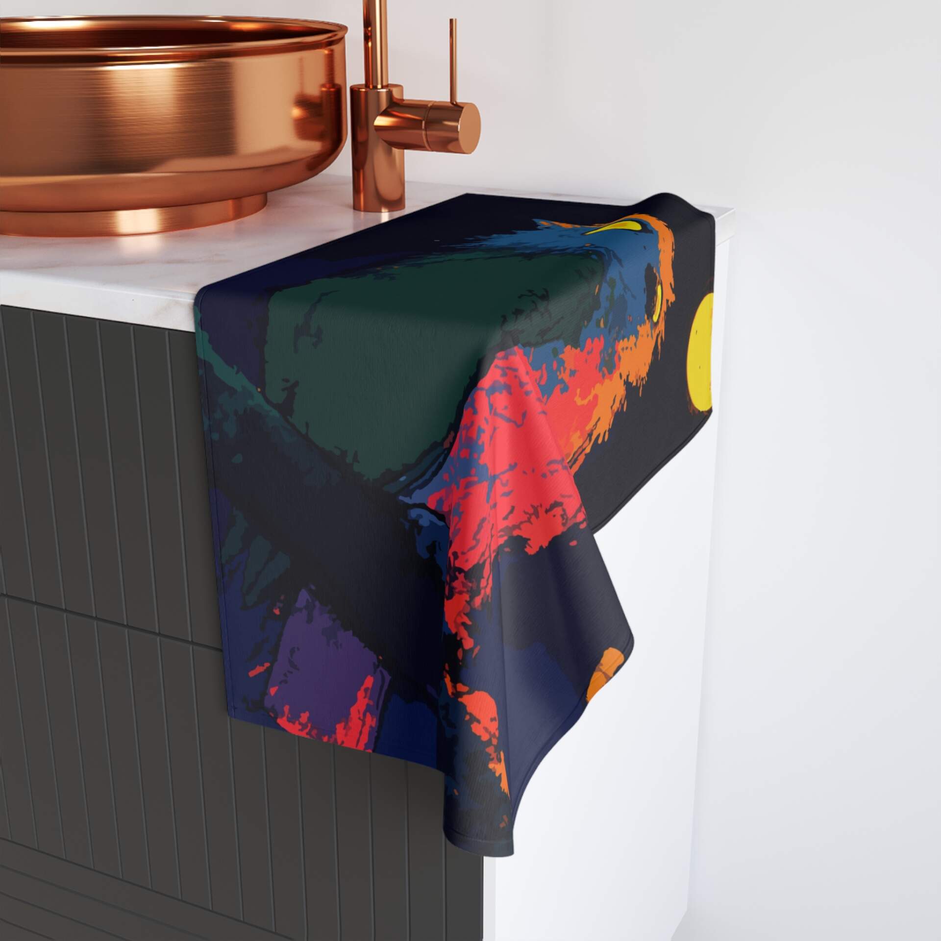 Colorful Owl Hand Towel - Vibrant Nighttime Design - GIFTZ For Your Loved Ones