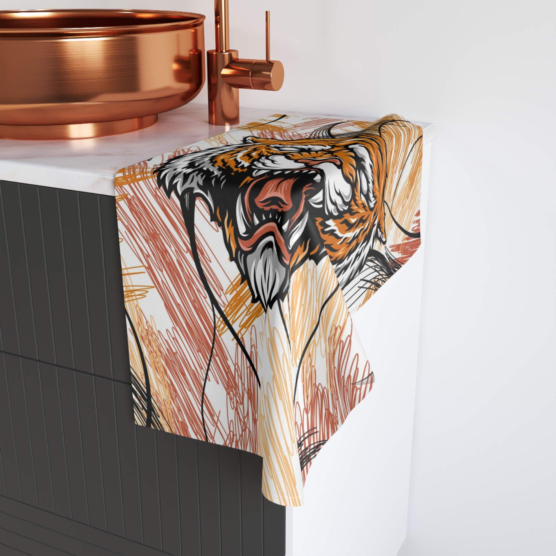 Roaring Tiger Hand Towel - Fierce & Fun Bathroom Accessory - GIFTZ For Your Loved Ones