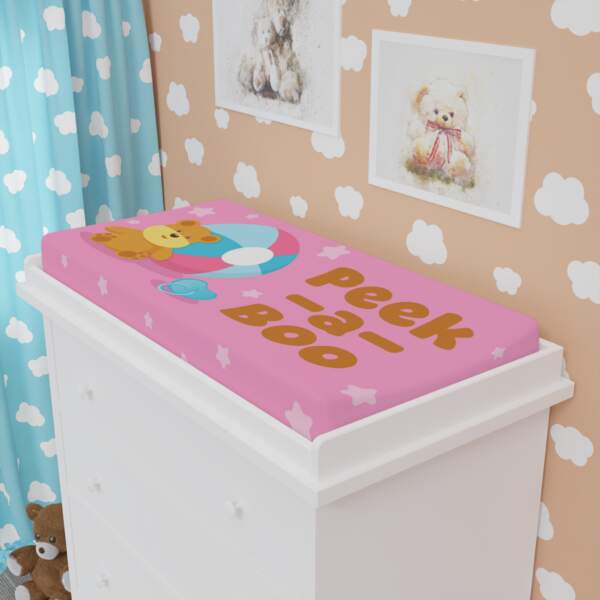Peek-a-Boo Baby Changing Pad Cover - Soft Pink Star Design - GIFTZ For your loved ones