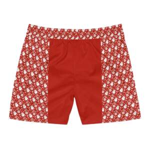 Men's Red Floral Swim Shorts — Patterned Mid-Length Beach Trunks - GIFTZ For Your Loved Ones