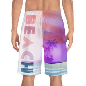 Beach Vibes Board Shorts — Sunset Palm Print Men’s Swim Trunks - GIFTZ For Your Loved Ones