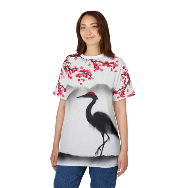 Crane & Cherry Blossom Tee — Japanese Ink Wash AOP Shirt - GIFTZ For Your Loved Ones