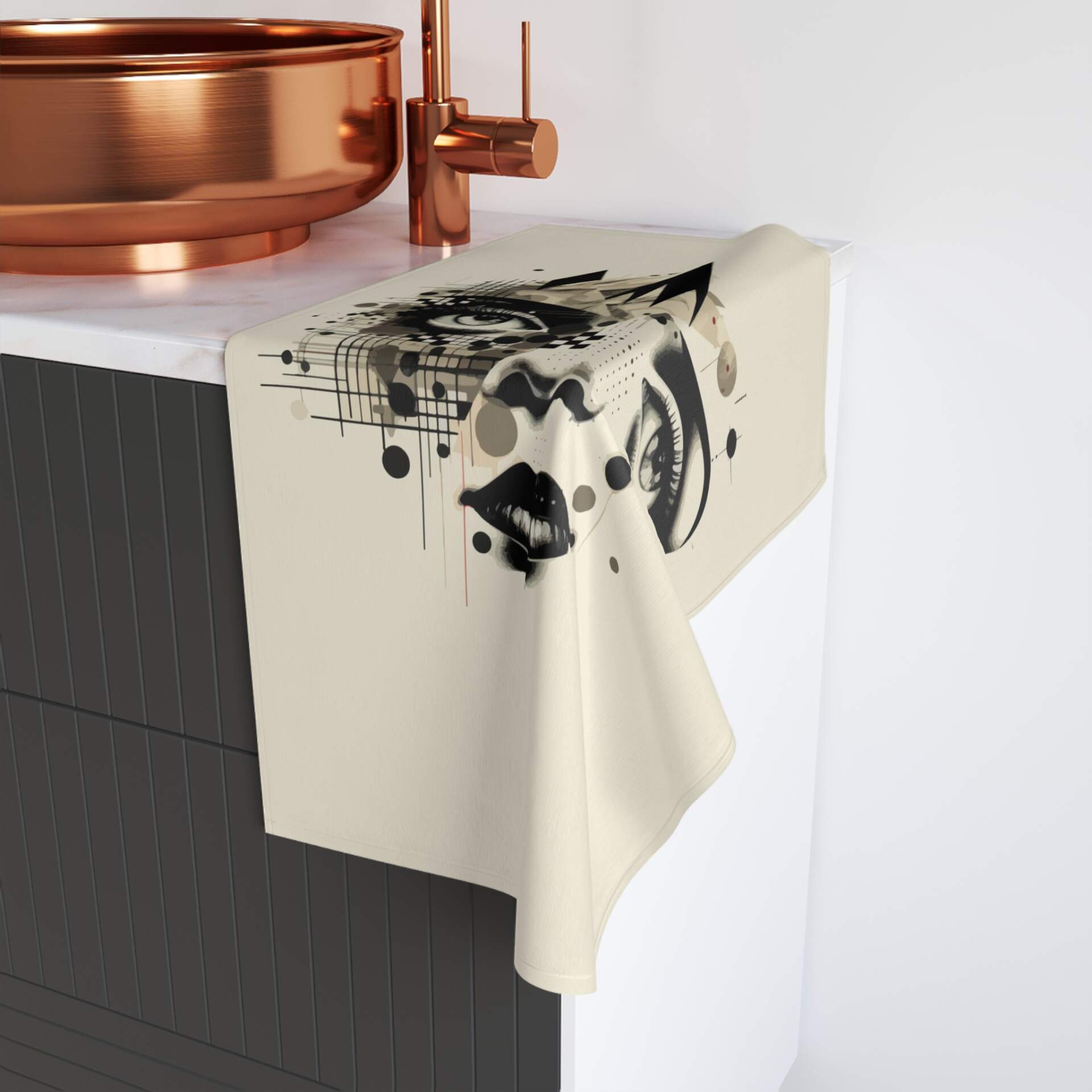 Artistic Abstract Face Hand Towel - Modern Home Decor - GIFTZ For Your Loved Ones