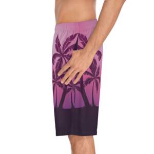 Board Shorts — Pink Sunset Palm Tree Swim Trunks - GIFTZ For your loved ones