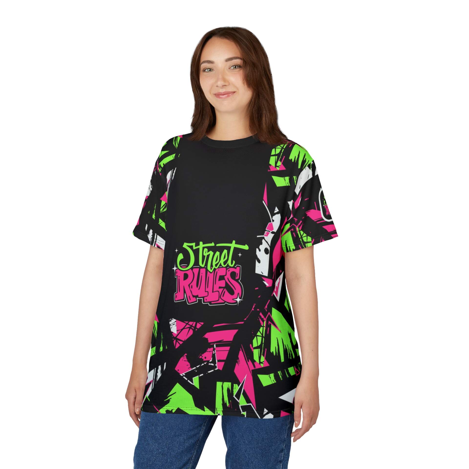 Street Rules Graffiti Tee — Neon Urban All-Over Print T-Shirt - GIFTZ For Your Loved Ones