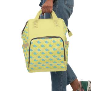 Whale Print Multifunctional Diaper Backpack – Stylish and Practical Baby Bag for Moms and Dads - GIFTZ For Your Loved Ones