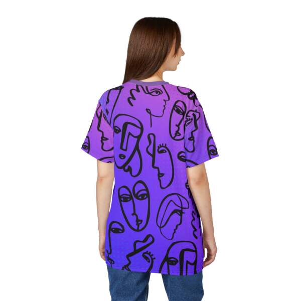 Abstract Faces All-Over Print Tee — Purple Gradient Line Art T-Shirt - GIFTZ For Your Loved Ones