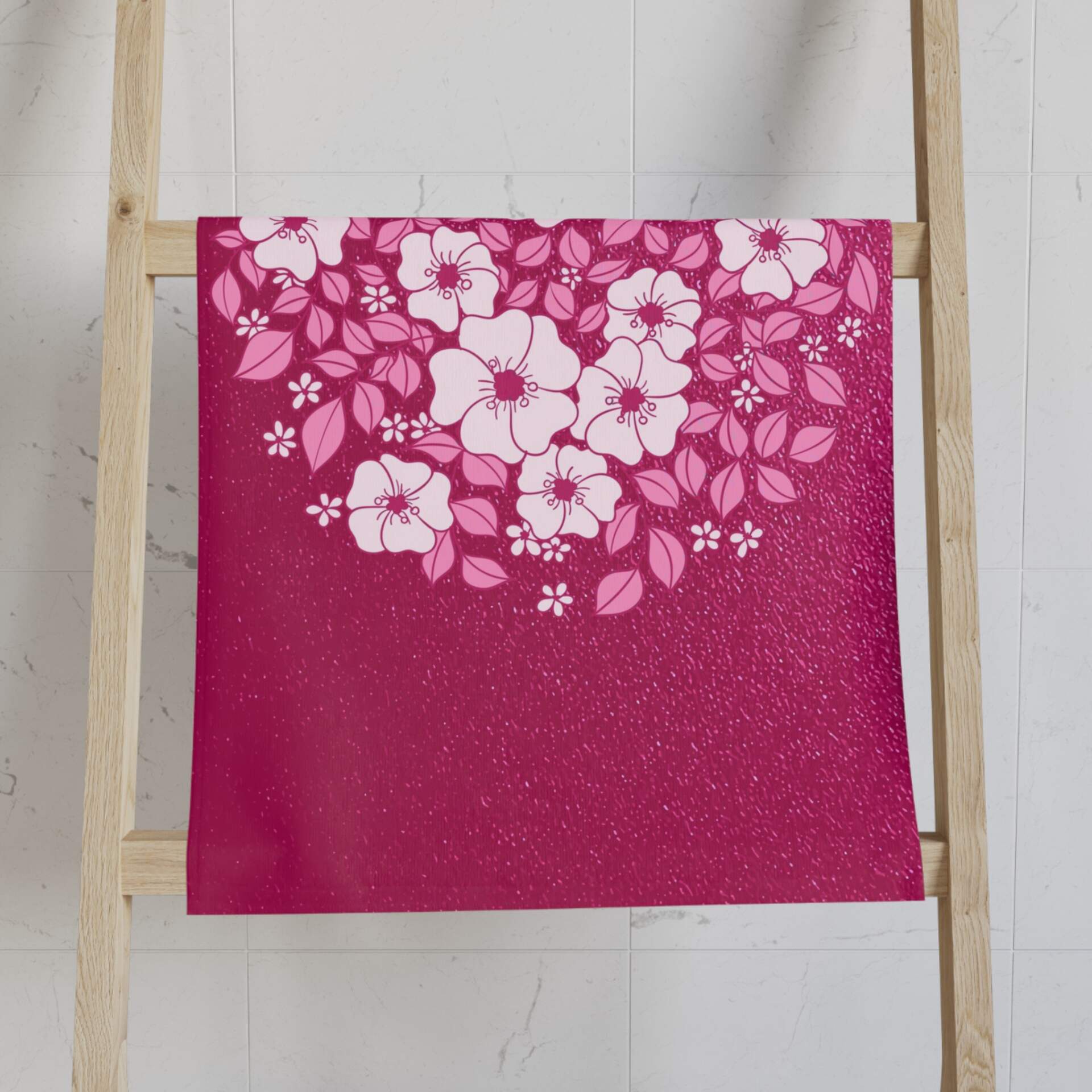 Floral Print Hand Towel - Vibrant Pink Design for Kitchen or Bathroom - GIFTZ For Your Loved Ones