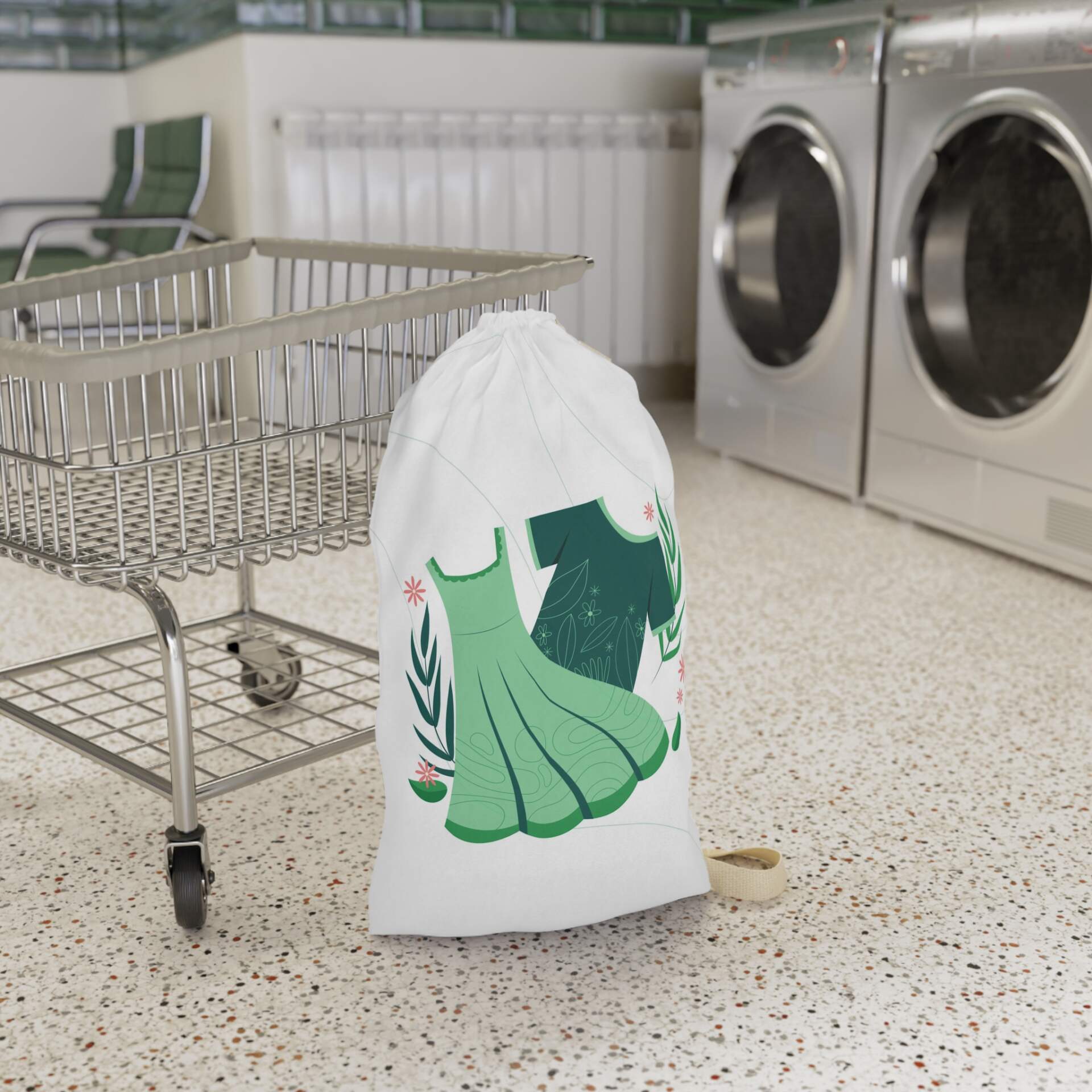 Green Dresses Laundry Bag — Floral Hanging Laundry Tote - GIFTZ For Your Loved Ones