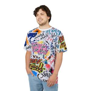 Motivational All-Over Print Tee — "Believe Myself" Inspirational Graphic Shirt - GIFTZ For your loved ones