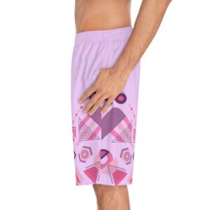 Purple Geometric Board Shorts — Men's Retro Pattern Swim Trunks - GIFTZ For your loved ones