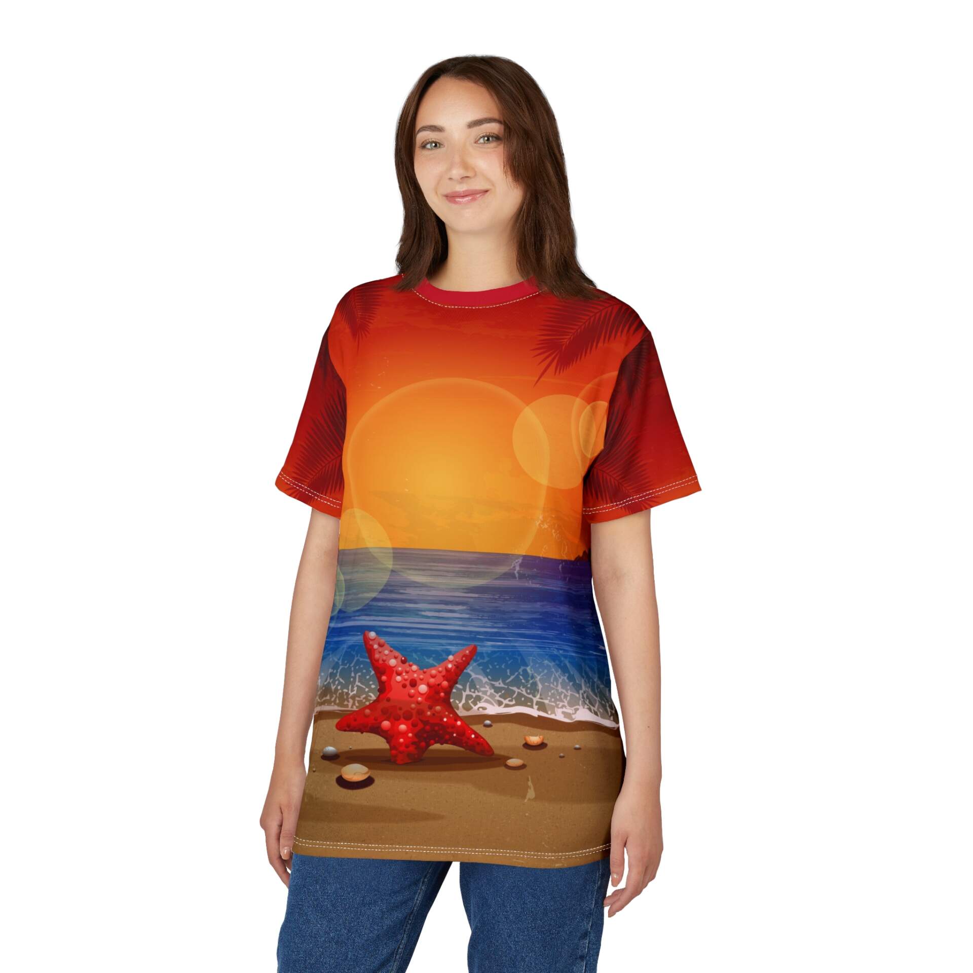 Starfish Sunset Beach T-Shirt — Tropical Ocean Sunset Graphic Tee - GIFTZ For Your Loved Ones