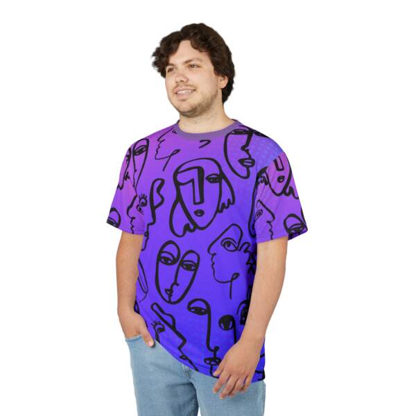 Abstract Faces All-Over Print Tee — Purple Gradient Line Art T-Shirt - GIFTZ For Your Loved Ones