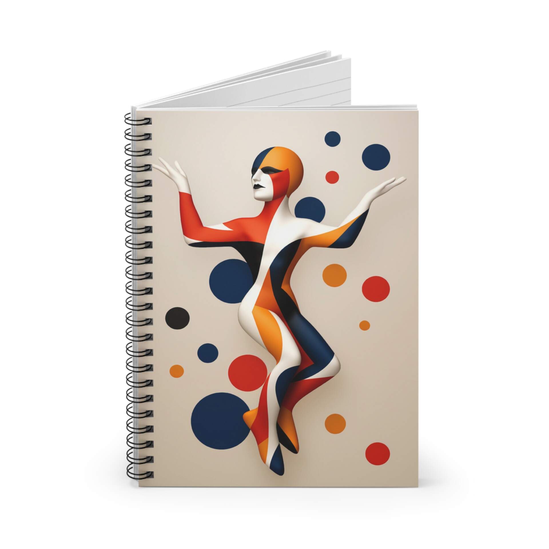 Abstract Harlequin Dancer Spiral Notebook — Artistic Retro Dot Journal (Ruled) - GIFTZ For Your Loved Ones