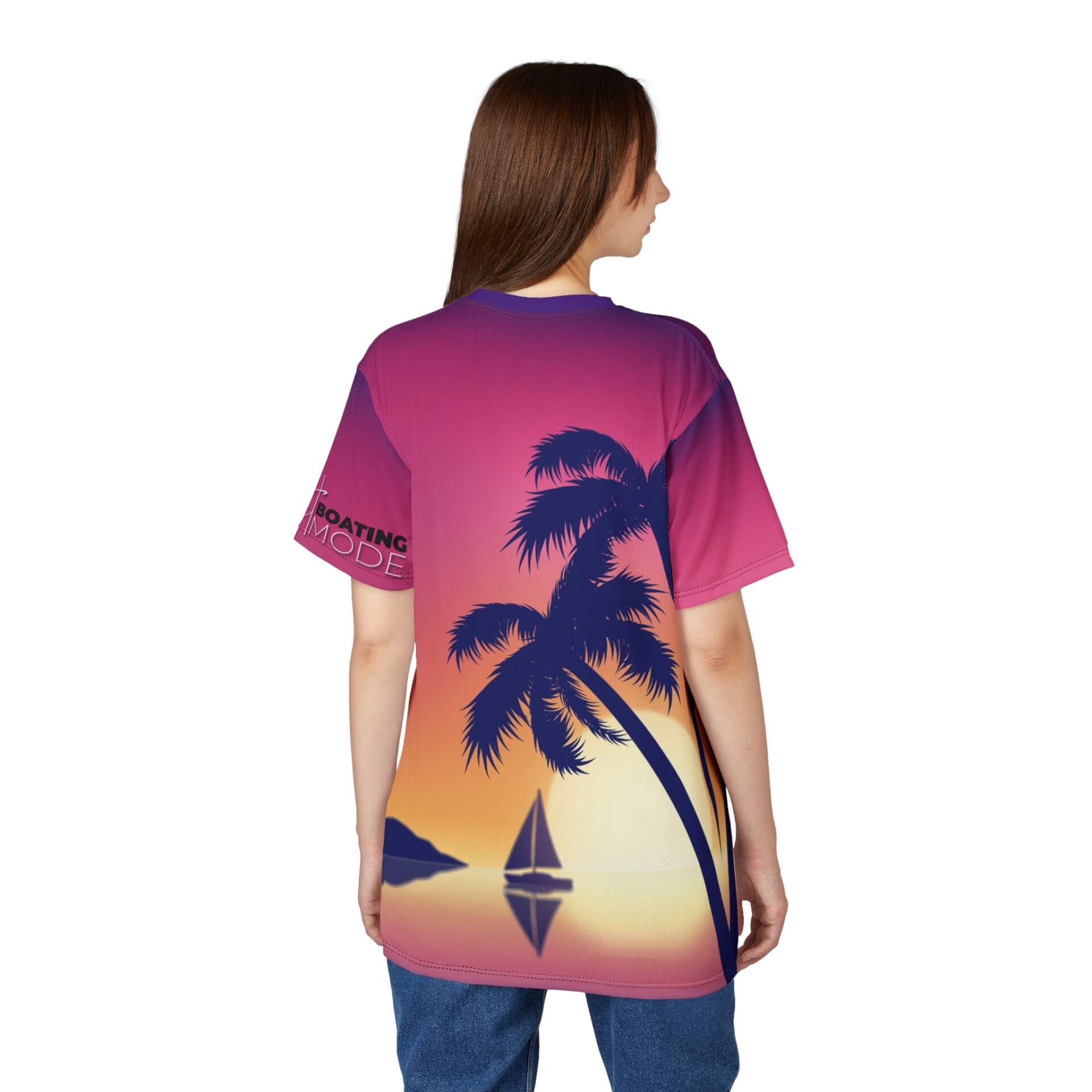 Sunset Boating Mode Palm Tee — Tropical Sunset Graphic T-Shirt - GIFTZ For Your Loved Ones