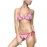 Pink Geometric Triangle Bikini — Women's Tie-Side Swimsuit - GIFTZ For Your Loved Ones