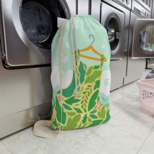 Botanical Dress Laundry Bag — Floral Green Leaf Print Wash Sack - GIFTZ For Your Loved Ones