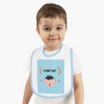 Baby Boy Bib – Blue Contrast Trim Jersey Baby Bib with "A Baby Boy" Cute Face Design - GIFTZ For Your Loved Ones