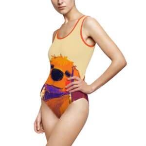 Smiling Otter One-Piece Swimsuit — Bright Retro Beachwear - GIFTZ For Your Loved Ones