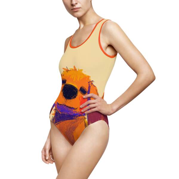 Smiling Otter One-Piece Swimsuit — Bright Retro Beachwear - GIFTZ For Your Loved Ones