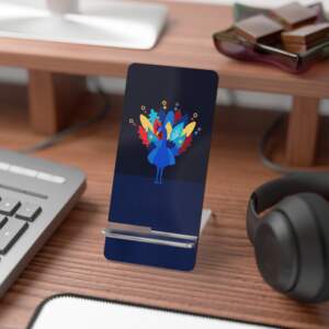 Vibrant Peacock Smartphone Display Stand – Artistic Vector Design for Desk or Gift - GIFTZ For Your Loved Ones
