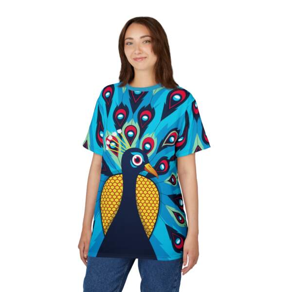 Peacock All-Over Print Tee — Vibrant Blue Peacock Graphic Shirt - GIFTZ For Your Loved Ones
