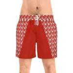 Men's Red Floral Swim Shorts — Patterned Mid-Length Beach Trunks - GIFTZ For Your Loved Ones