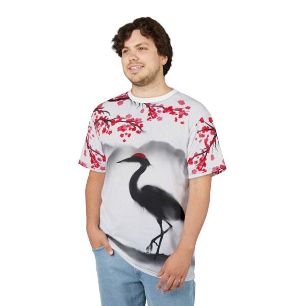 Crane & Cherry Blossom Tee — Japanese Ink Wash AOP Shirt - GIFTZ For Your Loved Ones