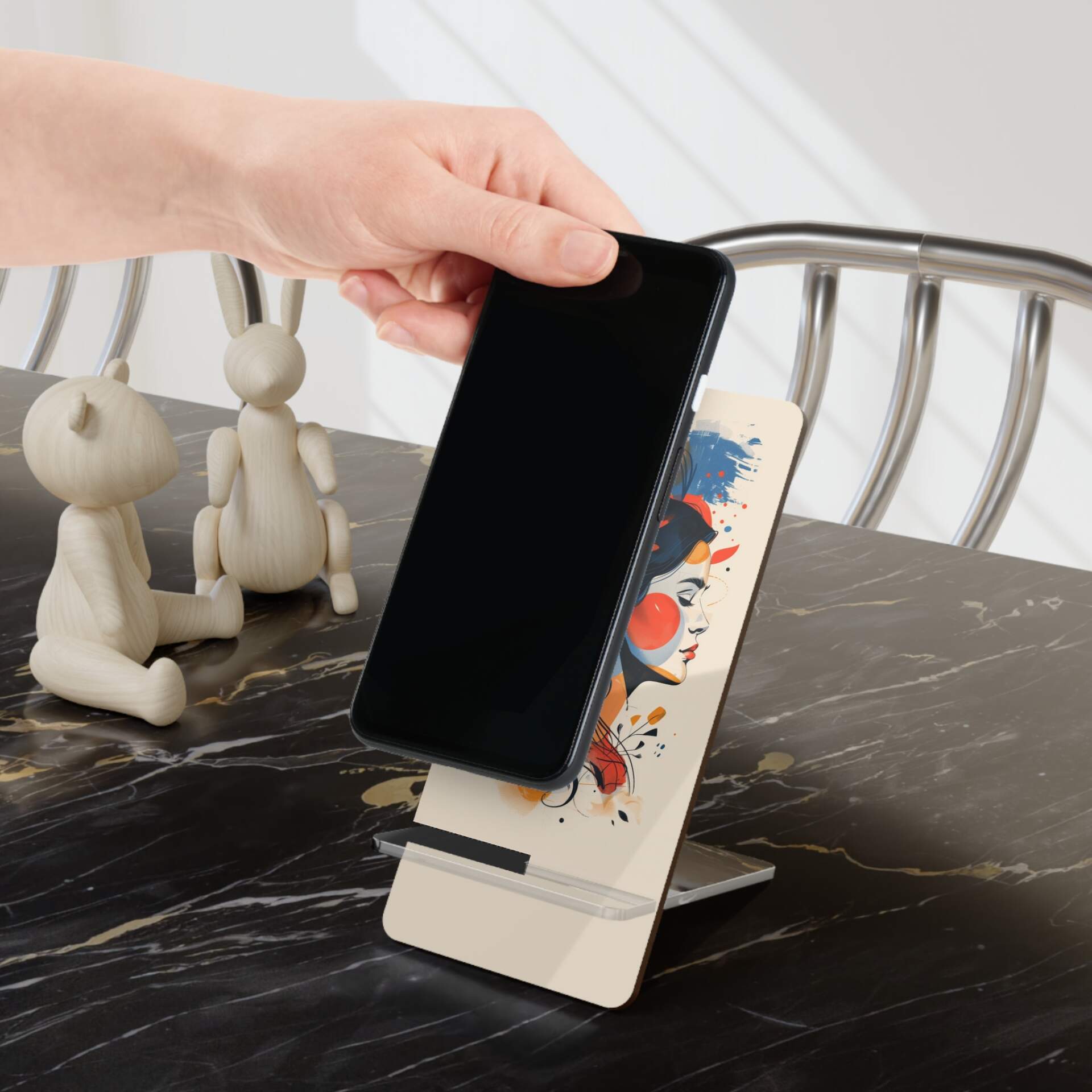 Artistic Smartphone Display Stand - Colorful Female Profile Design - GIFTZ For Your Loved Ones