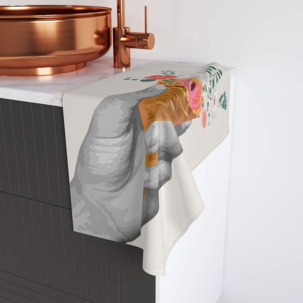 Floral Ice Cream Cone Hand Towel - Whimsical Kitchen Decor - GIFTZ For Your Loved Ones