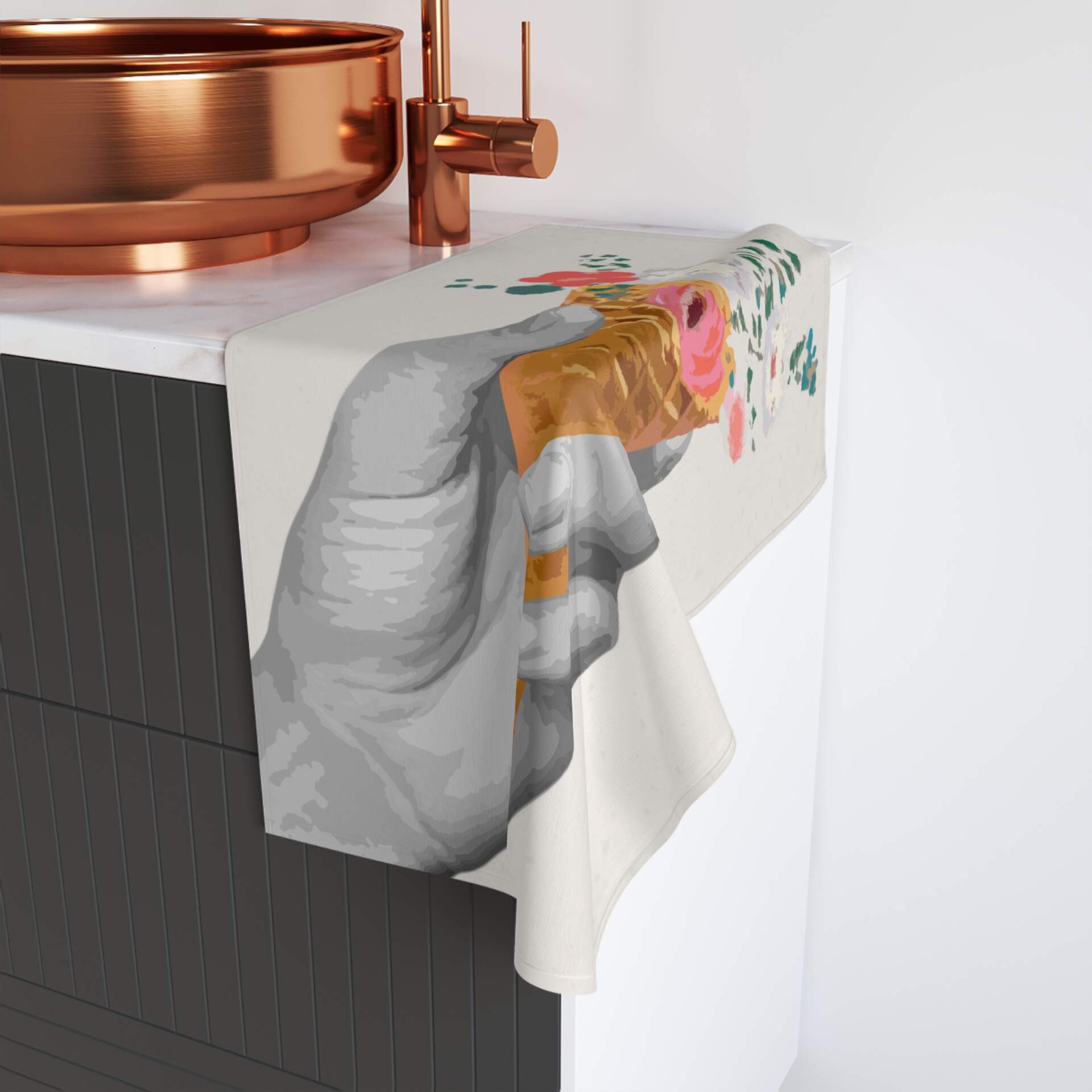 Floral Ice Cream Cone Hand Towel - Whimsical Kitchen Decor - GIFTZ For Your Loved Ones