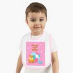 Baby Bib - 'Peek-a-Boo' Pink Contrast Trim Infant Feeding Bib - GIFTZ For Your Loved Ones