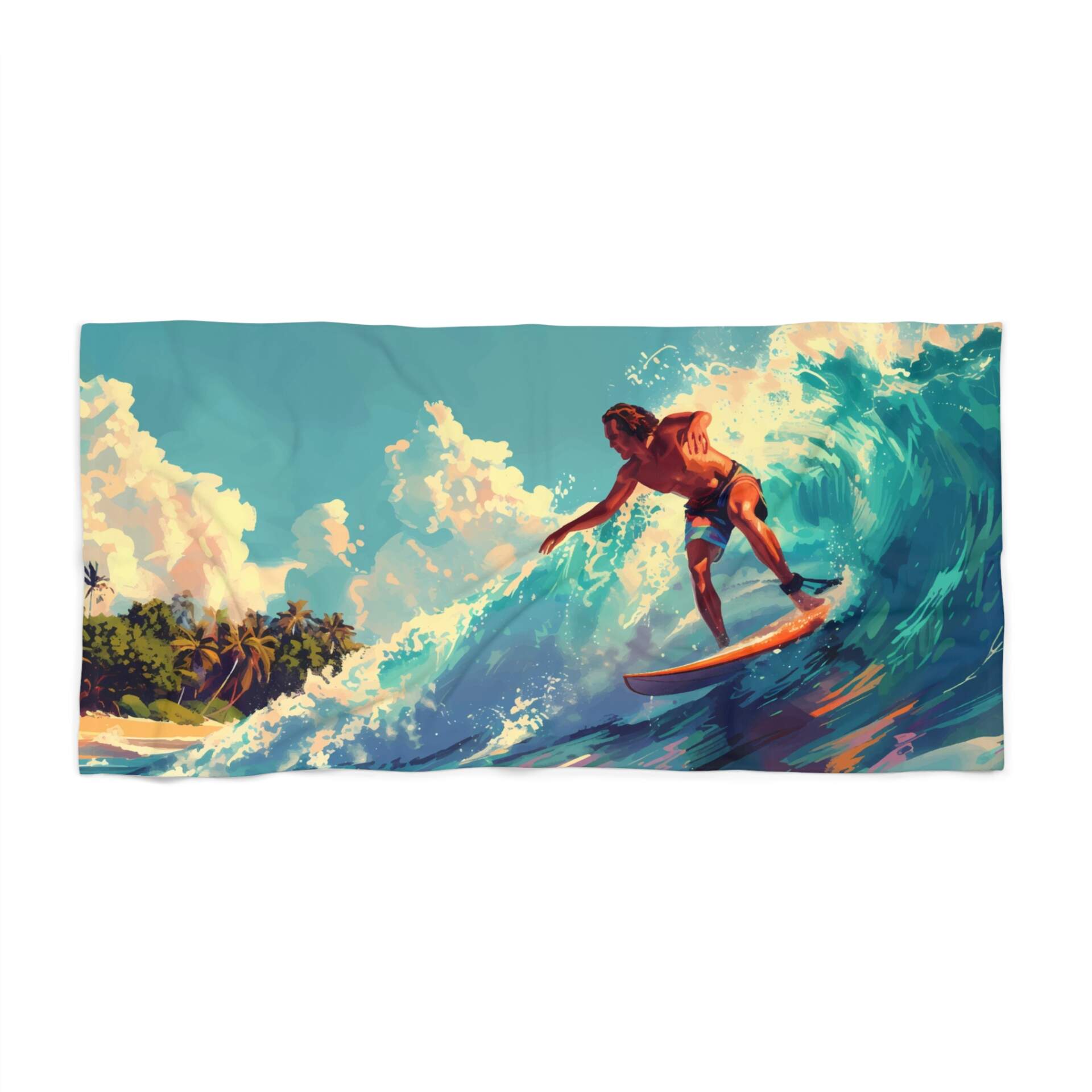 Surfing Waves Beach Towel - Vibrant Ocean Scene - GIFTZ For Your Loved Ones
