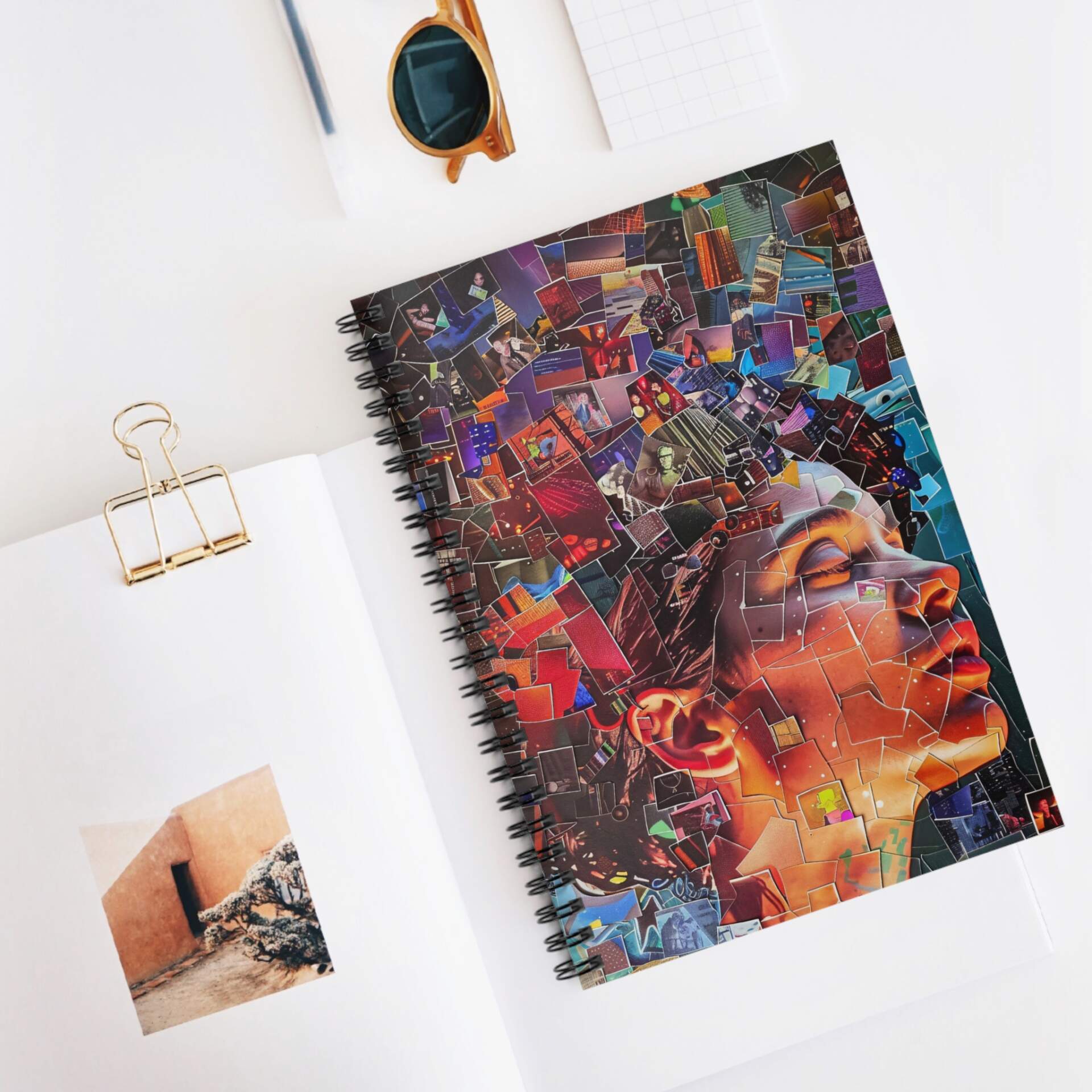 Artistic Collage Spiral Notebook — Dreamer Face Ruled Journal for Students & Creatives - GIFTZ For Your Loved Ones