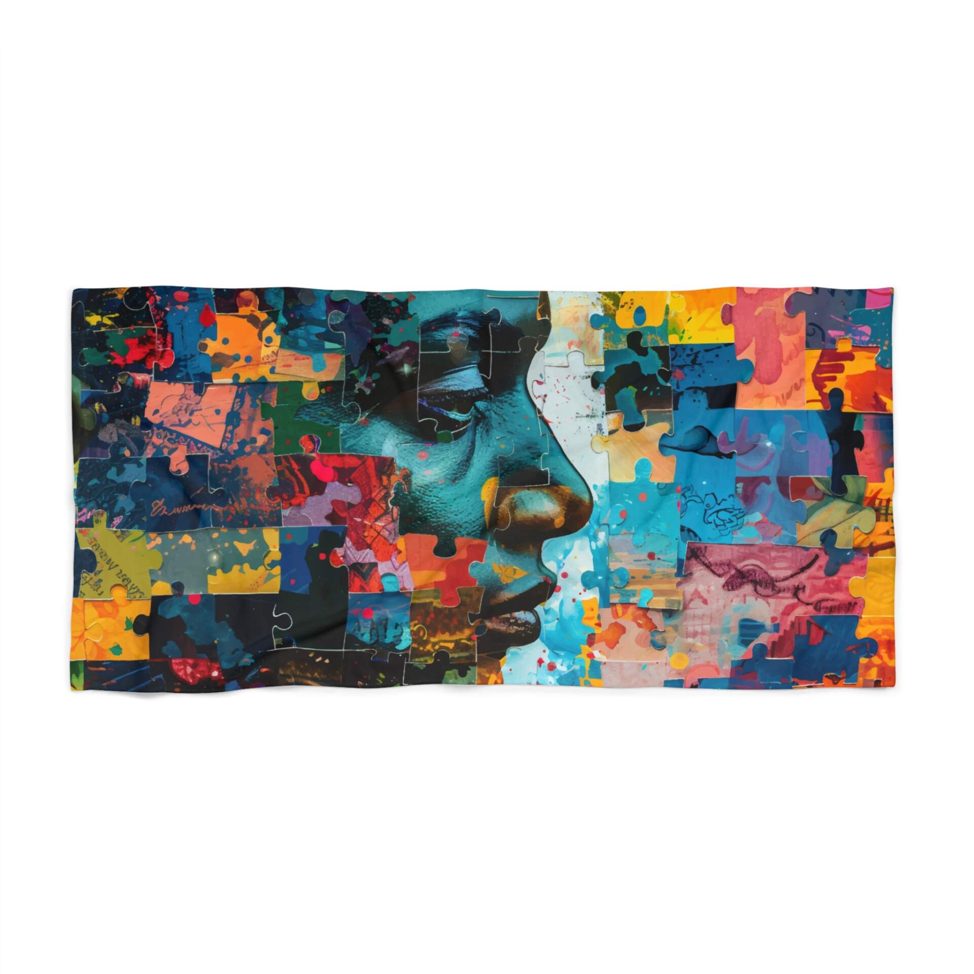 Colorful Puzzle Pattern Beach Towel for Summer Relaxation - GIFTZ For Your Loved Ones