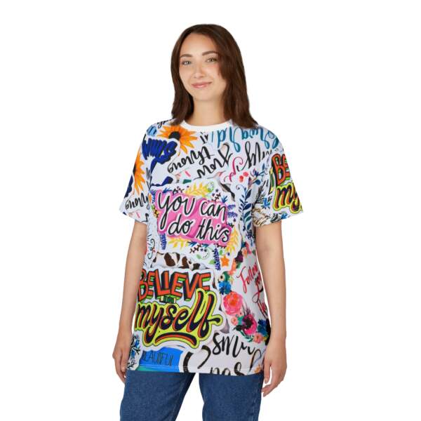 Motivational All-Over Print Tee — "Believe Myself" Inspirational Graphic Shirt - GIFTZ For your loved ones