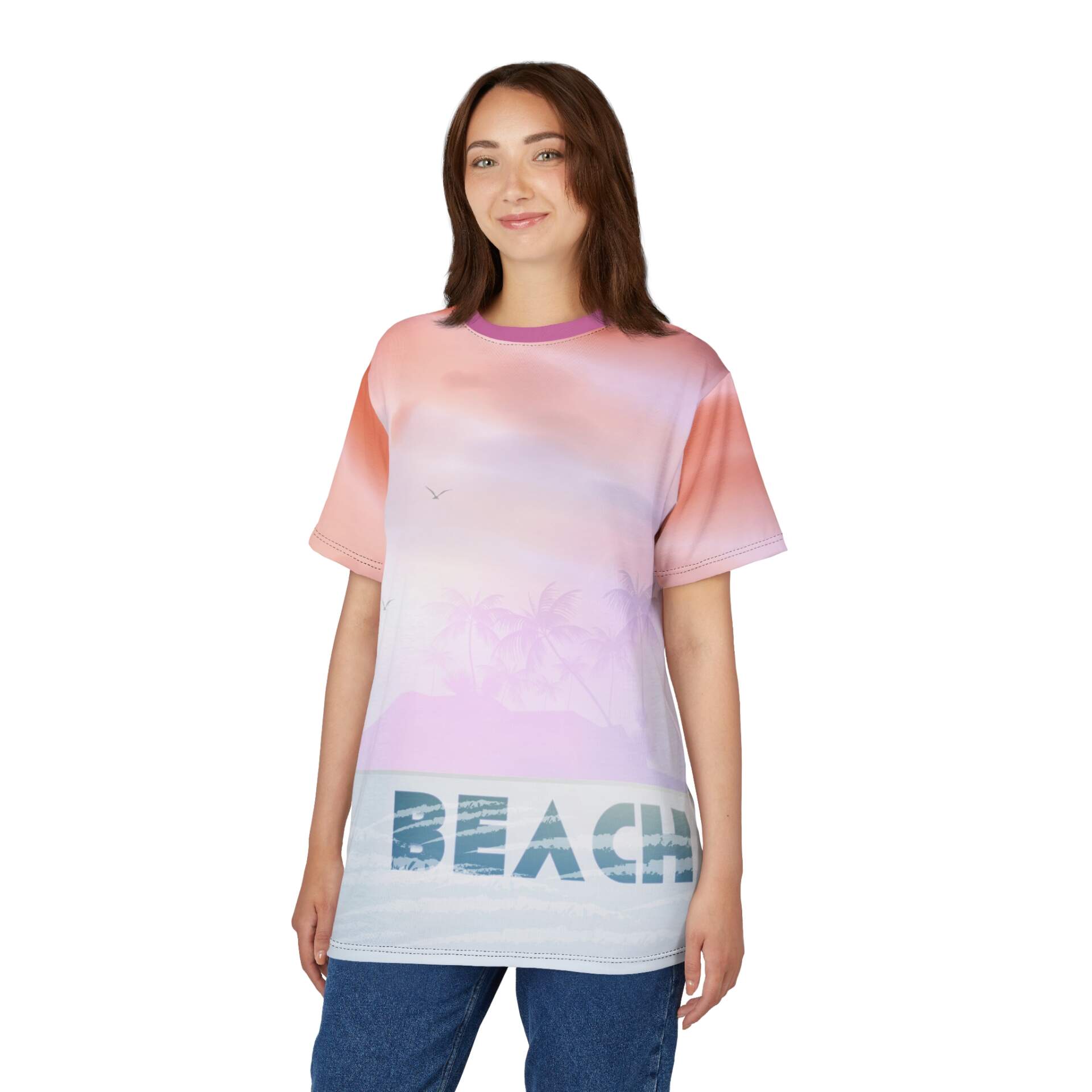 Beach Sunset Tee — Pastel Palm All-Over Print - GIFTZ For Your Loved Ones