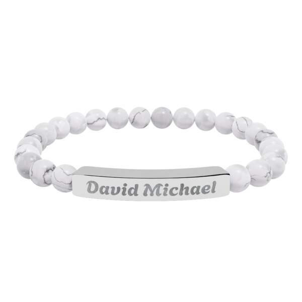 Engravable Natural Stone Bead Bracelet — Personalized Name Bar - GIFTZ For Your Loved Ones