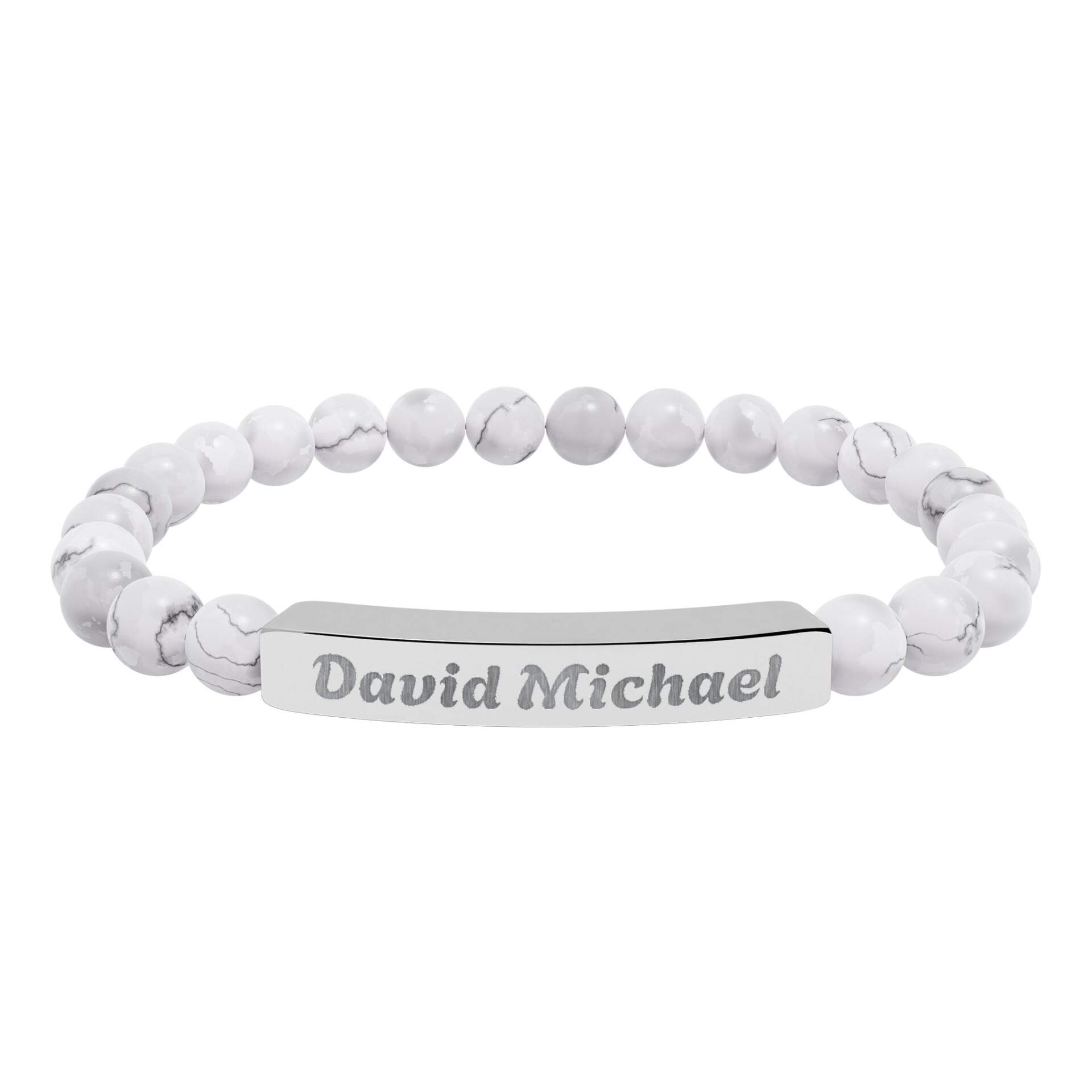 Engravable Natural Stone Bead Bracelet — Personalized Name Bar - GIFTZ For Your Loved Ones
