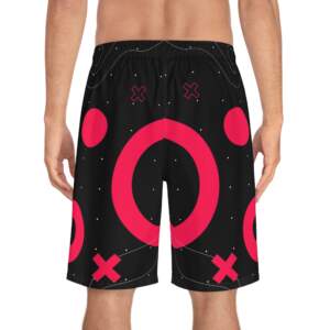Retro Neon Circle & Cross Swim Trunks - Board Shorts - GIFTZ For Your Loved Ones