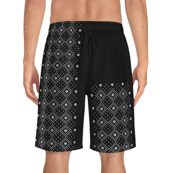 Men's Black Bandana Pattern Board Shorts — Geometric Beach Swim Trunks - GIFTZ For Your Loved Ones