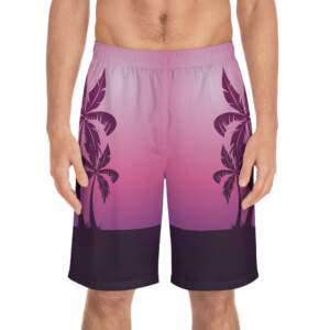 Board Shorts — Pink Sunset Palm Tree Swim Trunks - GIFTZ For your loved ones