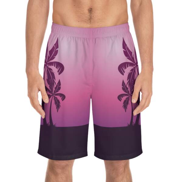 15660765249150019602_2048.jpeg Board Shorts — Pink Sunset Palm Tree Swim Trunks - GIFTZ For your loved ones