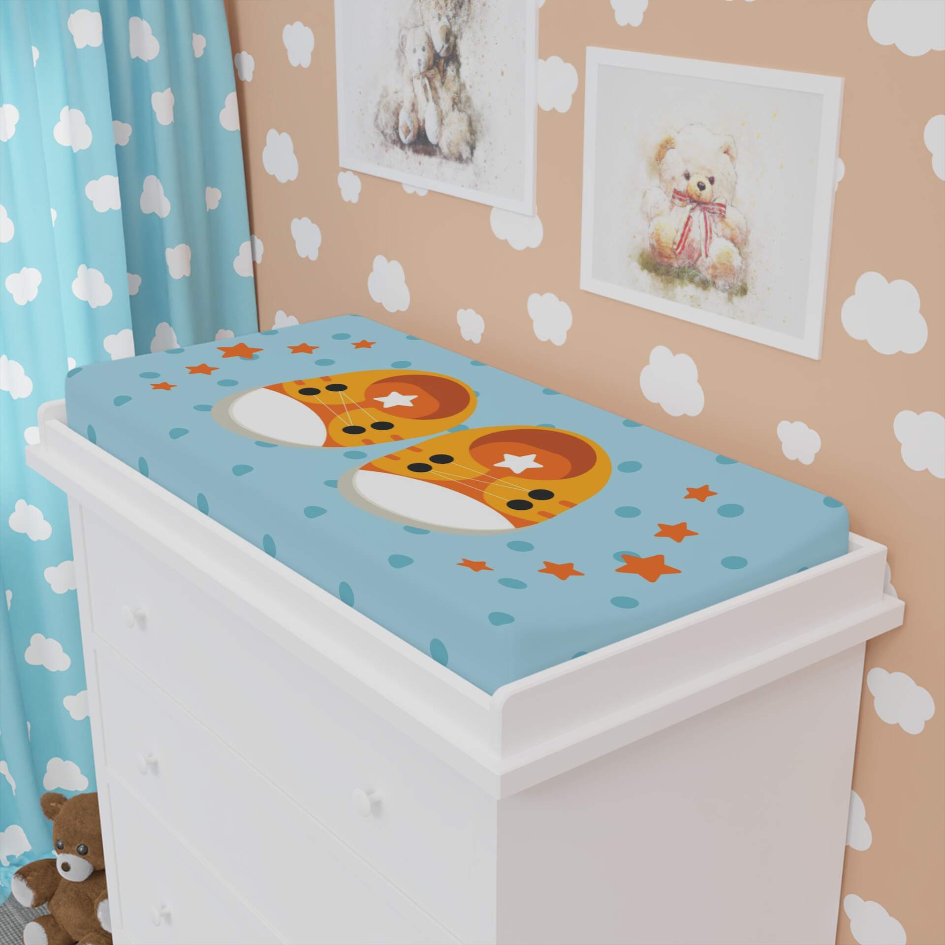 Colorful Baby Changing Pad Cover with Cute Booties Design - GIFTZ For Your Loved Ones