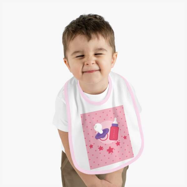 Pink Baby Bib with Pacifier & Bottle Design — Infant Feeding Bib - GIFTZ For Your Loved Ones