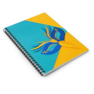 Carnival Mask Spiral Notebook – Blue & Yellow Festive Ruled Journal - GIFTZ For Your Loved Ones