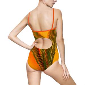 Tropical Palm One-Piece Swimsuit — Orange Sunset Print - GIFTZ For your loved ones