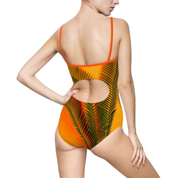 Tropical Palm One-Piece Swimsuit — Orange Sunset Print - GIFTZ For your loved ones