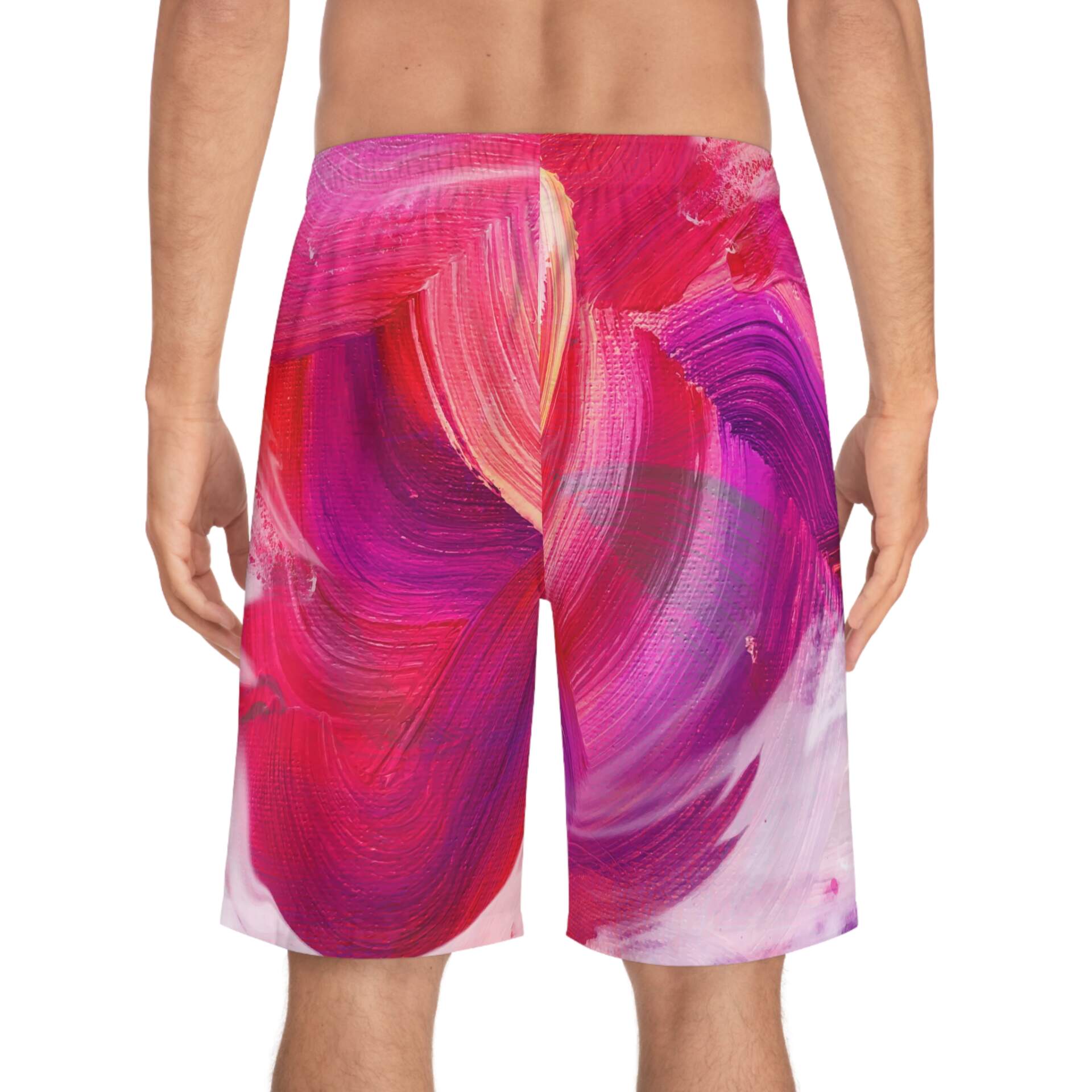Men’s Abstract Pink Swirl Board Shorts – Trendy Summer Gift for Him - GIFTZ For Your Loved Ones